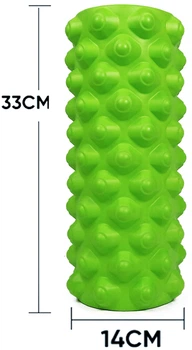 Массажный ролик SCOUT GR Extreme 33x14 см салатовый (роллер, валик, цилиндр для МФР и йоги, массажер для спины, ног, рук, шеи) SC-EX33-Gr