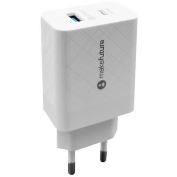 Зарядное устройство MakeFuture 18W Type-C PD + USB QC3.0 White (MCW-32PWH)