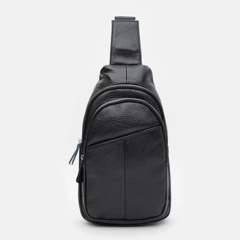 Сумка слинг через плечо мужская из натуральной кожи Laras K10512bl Черная (ROZ6400178128)
