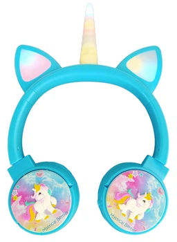 Бездротові дитячі навушники з вушками "Unicorn" KR-8600 BLUE