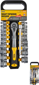 Набор насадок торцевых Mastertool CRV 3/8” 6-24 мм удлинитель 150 мм трещотка 72Т 21 шт (78-3821)