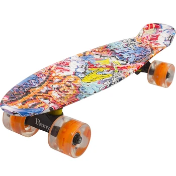 Пенни борд со светящимися колесами penny board Graffiti с рисунком граффити Penny Board