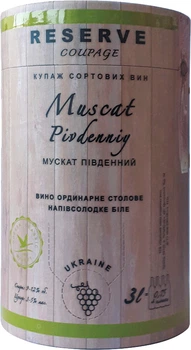 Вино Reserve Мускат біле напівсолодке 3 л 9-12% (4820179624342)