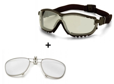 Баллистические очки с уплотнителем и диоптрической вставкой Pyramex модель V2G дымчатые
