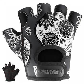 Женские перчатки для фитнеса Contraband Pink Label 5237 Sugar Skull Gloves (Серый M)