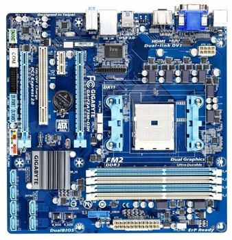 Материнская плата Gigabyte GA-F2A75M-D3H (sFM2, AMD A75, PCI-Ex16), б/в