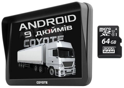 GPS Навигатор 9 дюймов COYOTE 1050 Master PRO 1gb 16gb на Андроид GPS с Wifi для грузовиков и больших автомобилей + Карта памяти 64GB