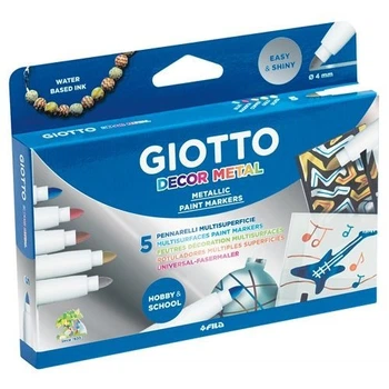 Фломастеры металлик Giotto Decor Metal для декорирования, 5 цветов (8000825452901)