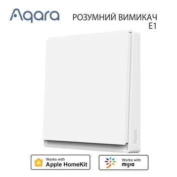 Вимикач 1-клавіша Aqara E1 з нульовою лінією Wall Switch EU Zigbee 3.0 Apple HomeKit (QBKG40LM)