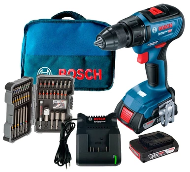 Аккумуляторная дрель-шуруповерт Bosch Professional GSR 18V-50 + 2 акб 2Ah + з/у GAL 18V-20 + набор бит + сумка (06019H5004)