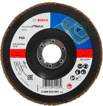 Лепестковый шлифкруг Bosch, Standard for Metal, 125 мм, 60 (2608603657)