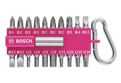 Набор насадок Bosch для завинчивания с карабином (розовый), 21 шт (2607002821