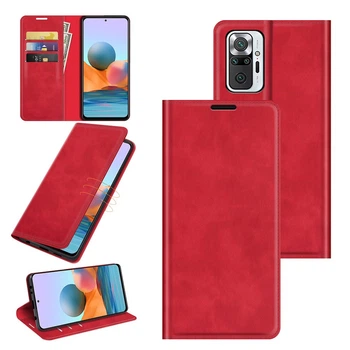 Чехол Taba Retro-Skin для Xiaomi Redmi Note 10 Pro книжка кожа PU с визитницей красный