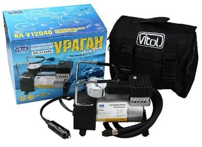 Компресор автомобільний 12В, 12А (краби на акум.,перехідник, 35л/хв) VITOL "УРАГАН" [КА-У12040]