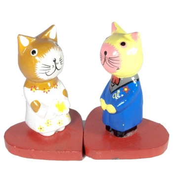 Статуэтка Кот с кошкой на сердечке дерево (16х10,5х7,5 см)