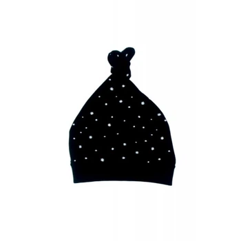 Шапочка черная Little stars с черной окантовкой узел MISHKA 1684 Размер 62