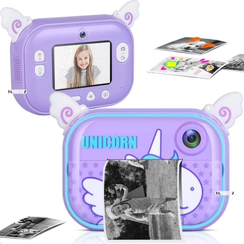 Камера с моментальной печатью фотографий детская 1080P Unicorn "Единорог" WiFi FHD Purple