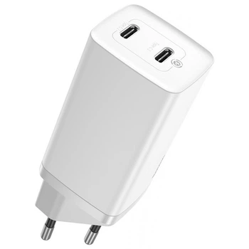Мережевий зарядний пристрій Baseus 65W Quick Charger GaN2 Lite PD3.0 2Type-C 3A Швидка зарядка для телефону/ноутбука White