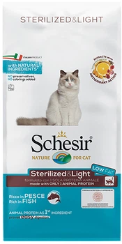 Сухий монопротеїновий корм для дорослих котів Schesir Cat Sterilized & Light з рибою 10 кг (8005852119155)