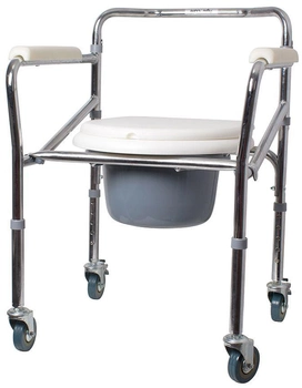 Кресло-стул Ridni KJT705 с санитарным оснащением регулируемое по высоте на колесах складное (RD-CARE-T04)