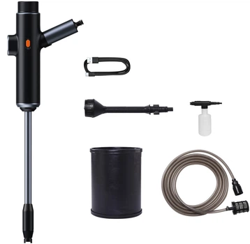 Портативная минимойка аккумуляторная BASEUS Dual Power Portable Electric Car Wash Spray Nozzle 0.7MPa, 30min с набором