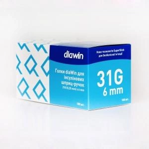 Голки інсулінові для шприц ручок Диавин 6 мм (DiaWin 6 mm 31G)