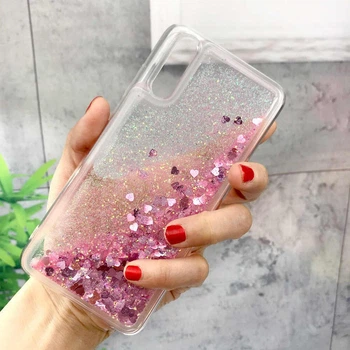 Чохол Glitter для Samsung Galaxy Samsung Galaxy A30S / A307 бампер Рідкий блиск Серце Рожевий Без бренду