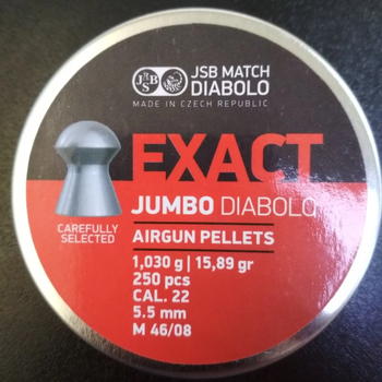 Кулі пневм JSB Exact Jumbo, 5,5 мм, 1,03 г, 250 шт / уп