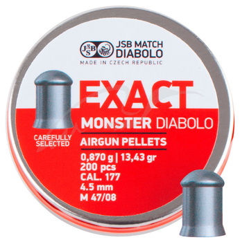 Кулі пневм JSB Diabolo Exact Monster, 4,52 мм, 0,870 гр. (200 шт / уп)