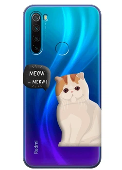 Прозрачный силиконовый чехол iSwag для Xiaomi Redmi Note 8 Котик (M4576)
