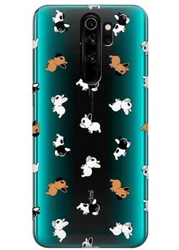 Прозрачный силиконовый чехол iSwag для Xiaomi Redmi Note 8 Pro Французские бульдоги (M4673)