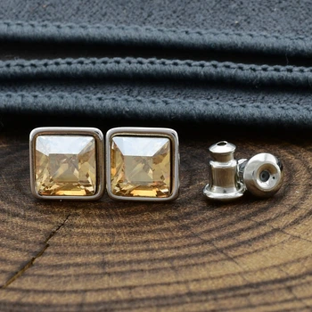 Сережки Xuping з кристалами Swarovski 21402 розмір 7х7 мм колір димчастий топаз позолота Біле Золото