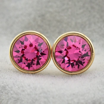 Серьги Xuping с кристаллами Swarovski 21419 размер 9х9 мм цвет малиновый позолота 18К