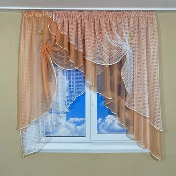 Кухонная занавеска TG Home №420 персиковая 300*160