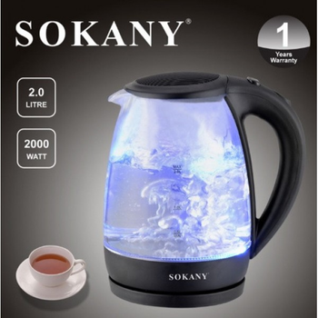 Електричний чайник Sokany SK-601 скляний з підсвічуванням 2л 2000Вт (D-2019090613)