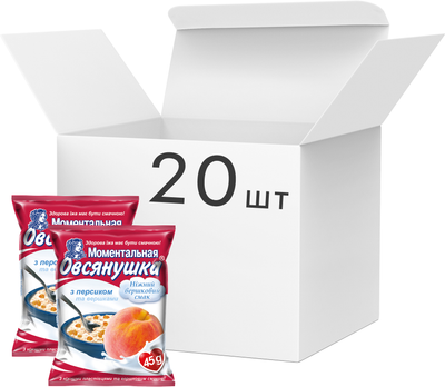 Упаковка каш овсяных Овсянушка с персиком и сливками 45 г х 20 шт (4820039840271)