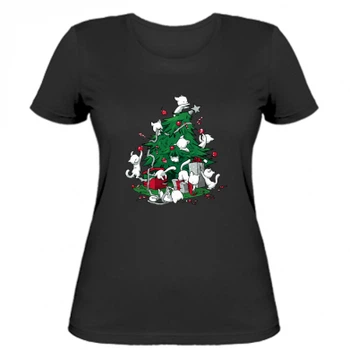 Жіноча футболка Stedman Cats And Christmas tree S Чорний