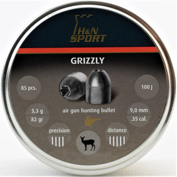 Кулі пневм H&N Grizzly, 85шт/уп, 5,3 г, 9 мм