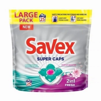 Капсулы для стирки Savex Super Caps 2in1 Fresh, 25 шт
