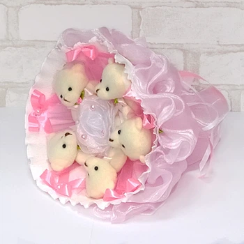 Букет из игрушек Мишки 5 нежно-розовый(5364)