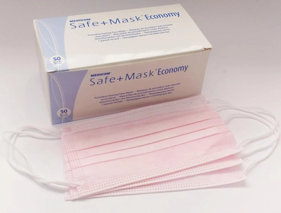 Маски медичні одноразові Medicom рожеві захисні для обличчя 50 штук в упаковці