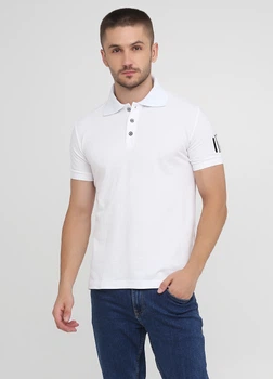 Футболка-поло "Only Man" (95-TSH-03-16-P-white/black-sleeve-left-3XL)