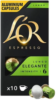 Кава мелена в алюмінієвих капсулах L'OR Lungo Elegante 10 шт сумісні з Nespresso 100% Арабіка (8711000360552)
