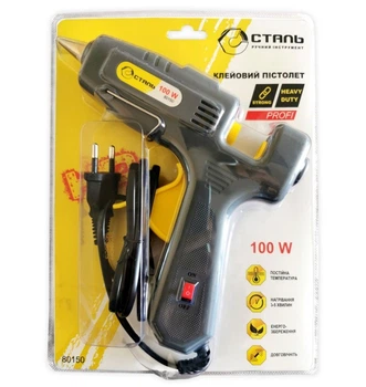 Пістолет клейовий під стрижні 10.8-11.5мм, 100 W, Сталь 97538 (80150)