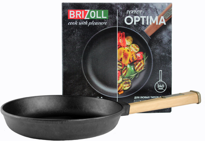 Сковорода Brizoll Optima чугунная с ручкой 240х40 мм (O2440-P)