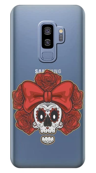 Прозрачный силиконовый чехол iSwag для Samsung Galaxy S9 Plus Готический череп