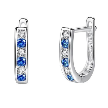 Сережки зі срібла 925 проби з кристалами цирконію "Elizabeth Blue XL"