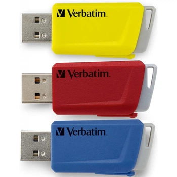 Флеш-накопитель Verbatim USB флеш накопичувач 3x16GB Store ъnъ Click Red/Blue/Yellow USB 3.2 (49306)