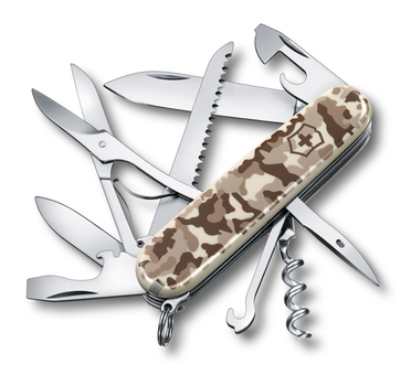 Складной нож Victorinox HUNTSMAN 91мм/15функ/беж.камуфляж /штоп/ножн/пила/крюк Vx13713.941