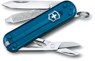 Складной нож Victorinox CLASSIC SD Colors Sky High 58мм/1сл/7функ/син.прозр /ножн Vx06223.T61G